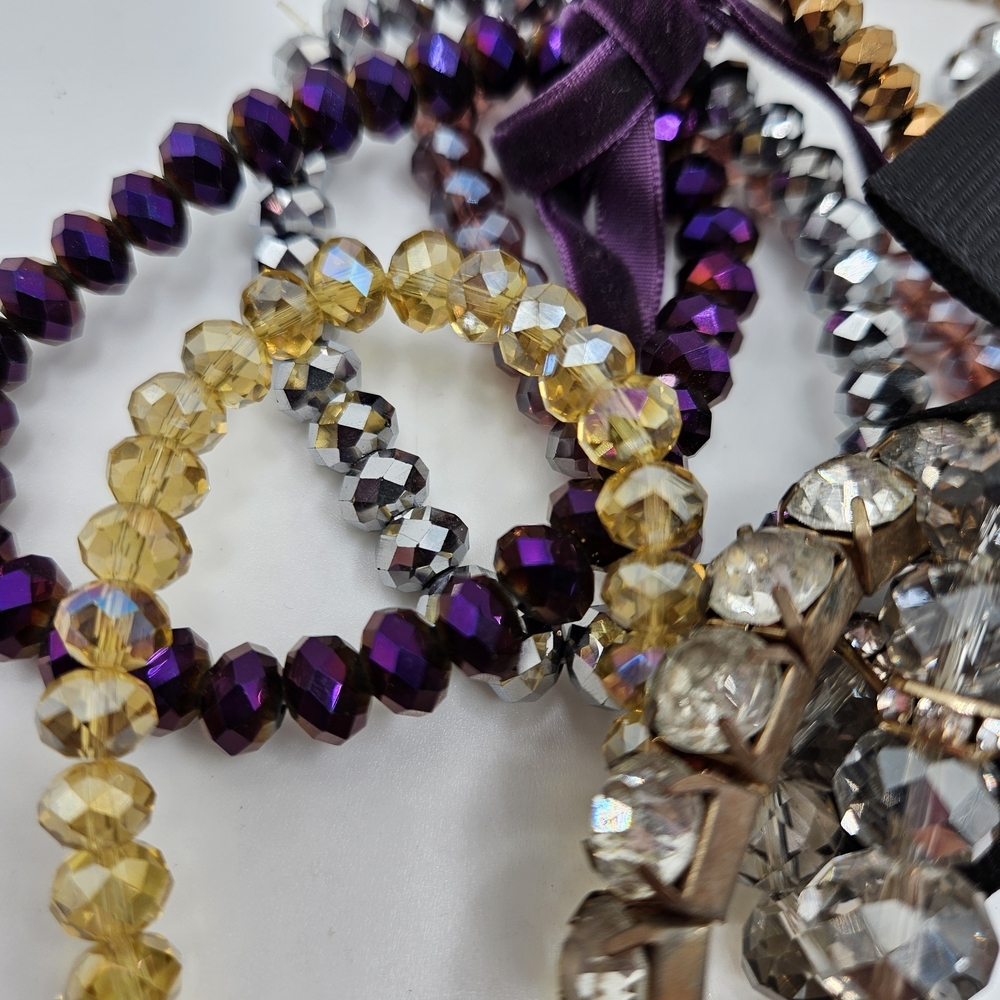 NEW VINTAGE Mixed Color Faceted Glass Beaded Stretch Bracelet Lot of 11 - Picture 5 of 6